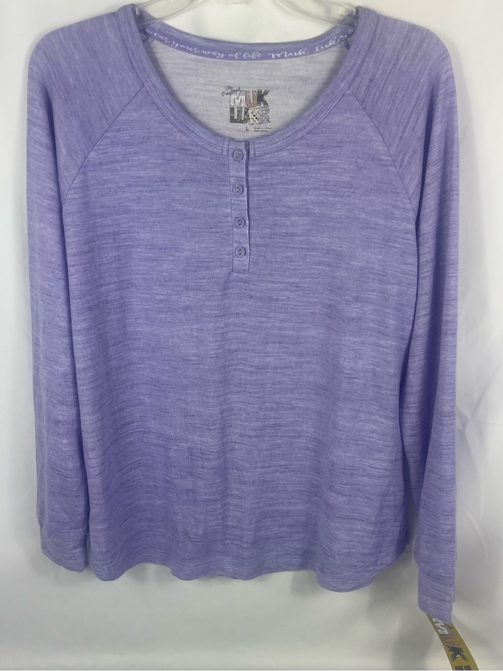 Muk Luks Lavender Long Sleeve Henley Top